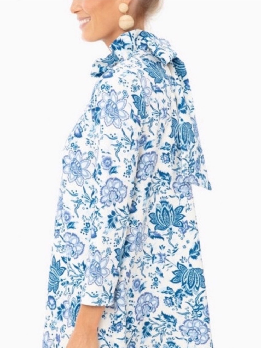 Tuckernuck Dress Daphne Ruffle Neck in Chintz Blue Floral - Picture 3 of 7